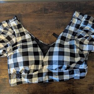 Torrid Black and White Plaid Crop Top
